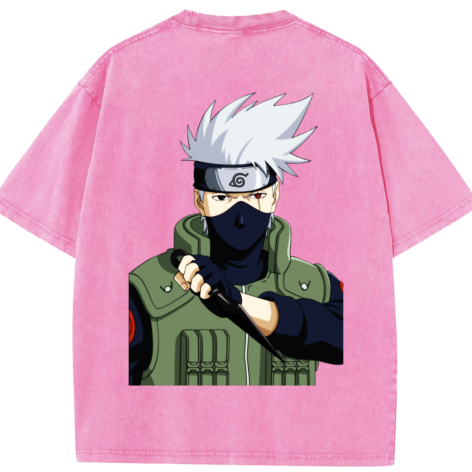 （画像用） NARUTO -ナルト- はたけ カカシ Hatake Kakashi 綿100% ヴィンテージ風 半袖Tシャツ（背面プリント）